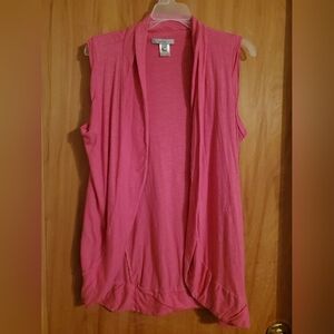 Sleeveless Open-Front Cardigan Vest - Pink